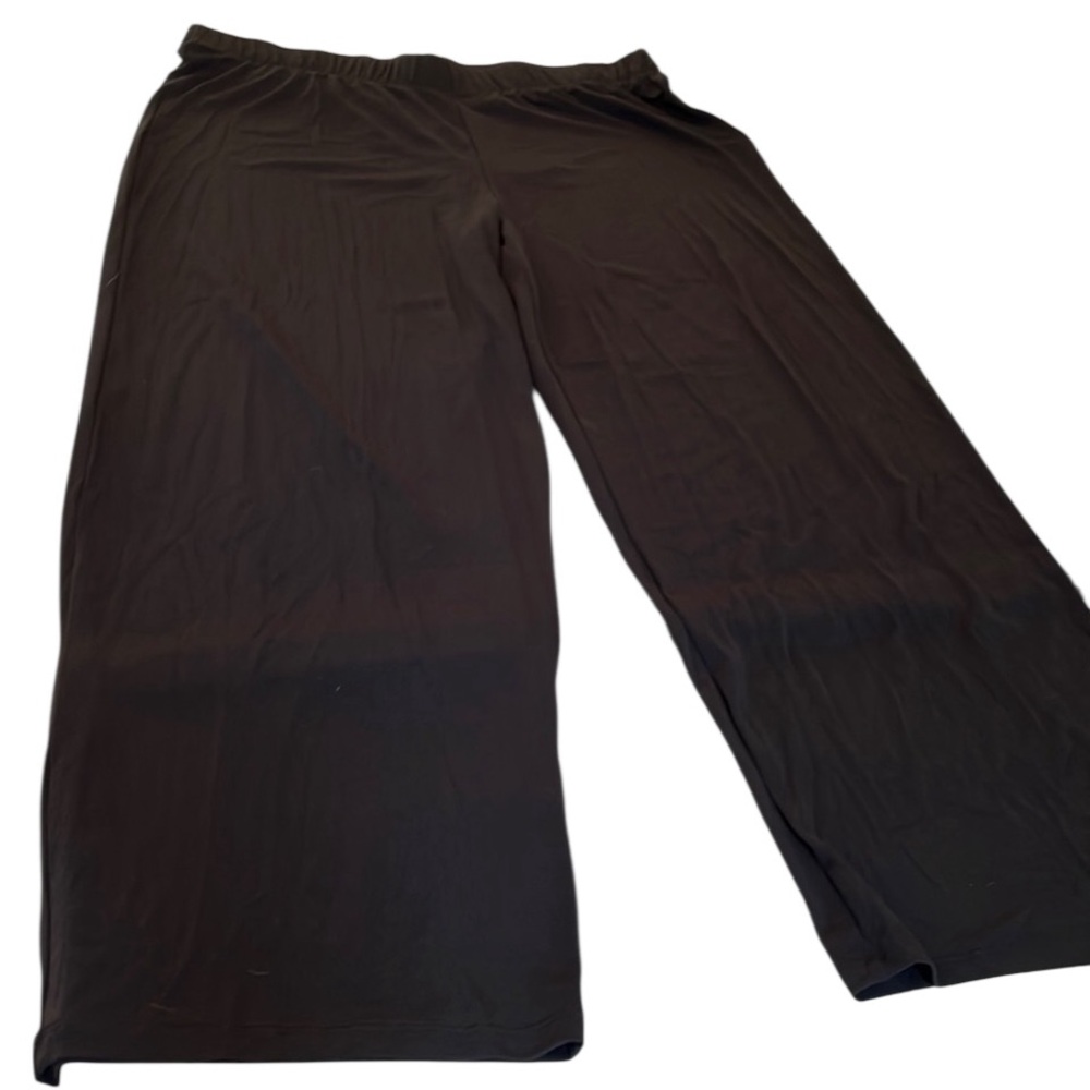 Como Vintage X-Large (12-14) black cropped wide leg pull on pants with stretch